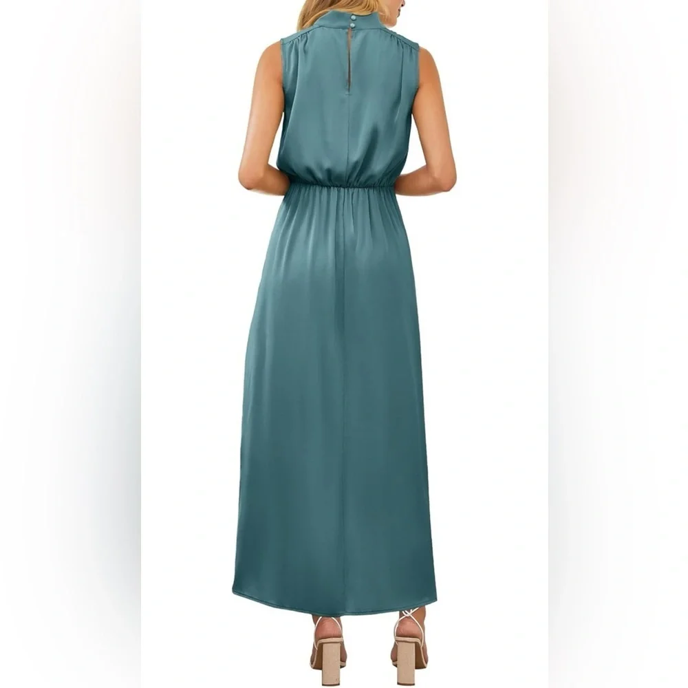 Elegant Teal Sleeveless Maxi Dress - Picture 2 of 5